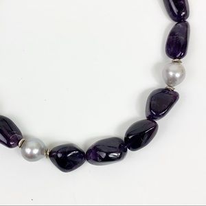 Amethyst Pearl Quartz Beaded Statement Necklace